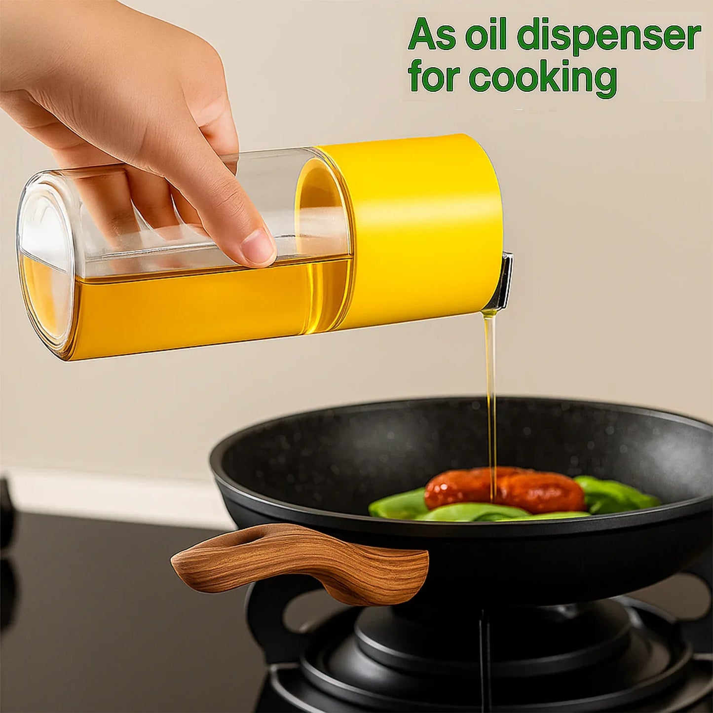 500 Ml Automatic Oil Dispenser Bottle With One-touch Controlled Pour Spout (1 Pc) - Zidbik