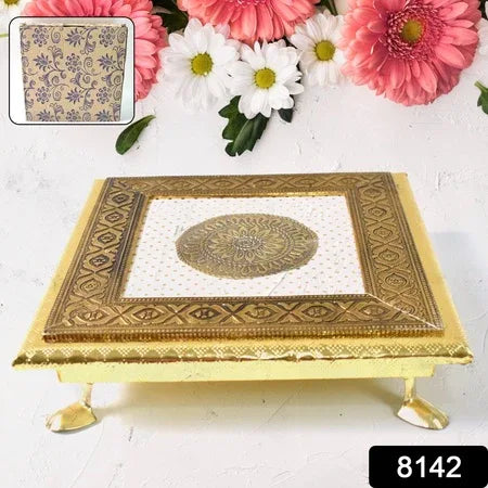 Golden - Square Pooja Chowki Patla Bajot (2020 Cm 1 Pc) - Zidbik
