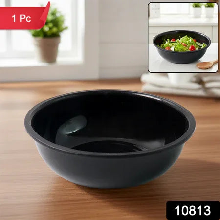 Plastic 6 Inch Black Round Deep Serving Bowl (1 Pc) - Zidbik