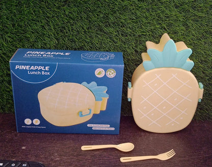 5729 Kids Lunch Box Cute Pineapple Shaped Bento Box With Fork Spoon Snack Candy Container Microwave Portable Office Lunch Box (1 Pc With Spoon Fork Color Box) - Zidbik