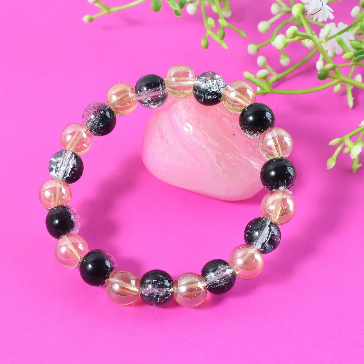 Elegant Dual-tone Crystal Beaded Stretch Bracelet (1 Pc) - Zidbik