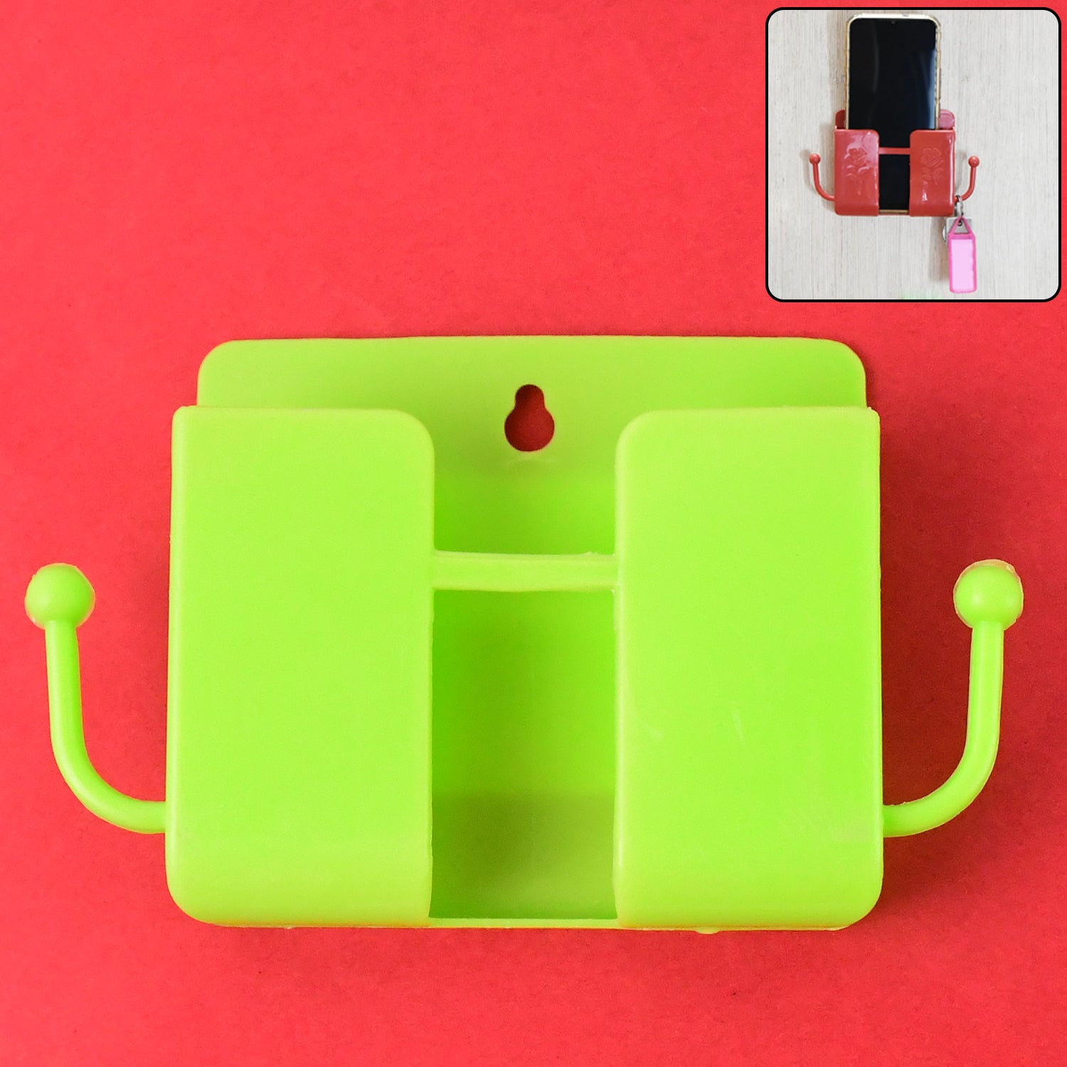 1 Pc Neon Green Wallmount Mobile Stand With Hook - Zidbik