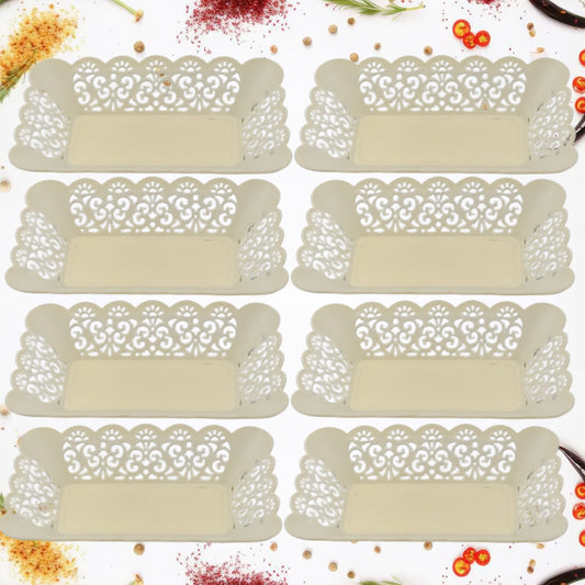 10033 Rectangle Plastic Dinner Plate Snacks  Breakfast Restaurant Serving Trays Home School Coffee Hotel Kitchen Office (8 Pcs Set) - Zidbik