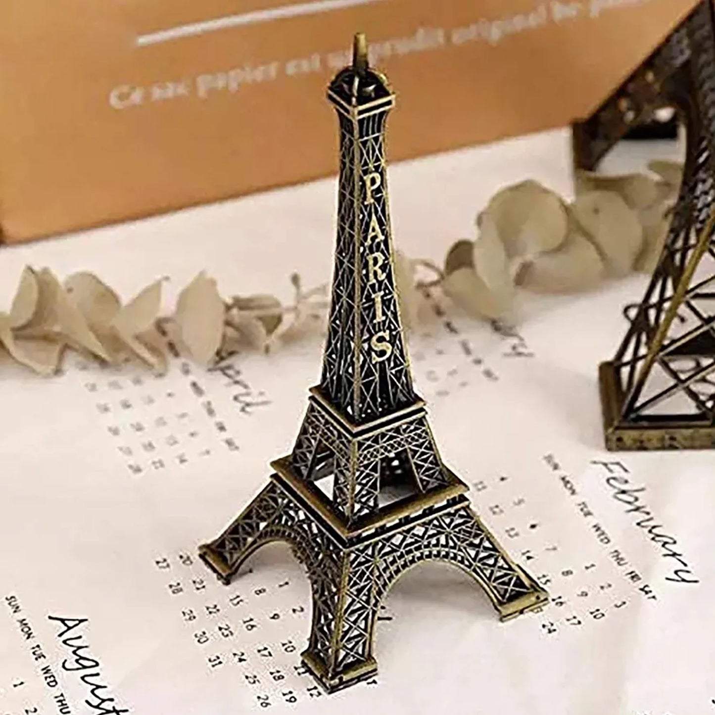 4733 Antique Finish 3d Metal Paris Eiffel Tower Metal Craft Famous Landmark Building Metal Statue Cabinet Office Gifts Decorative Showpiece. - Zidbik