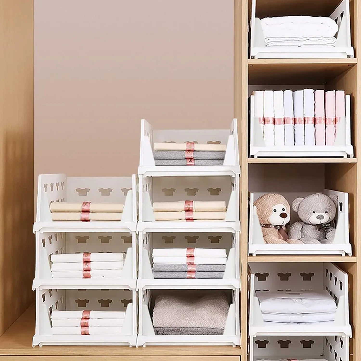 7887 4 Layer Stackable Multifunctional Storagefor Clothes Foldable Drawer Shelf Basket Utility Cart Rack Storage Organizer Cart For Kitchen Pantry Closet Bedroom Bathroom Laundry (4 Layer 1 Pc) - Zidbik
