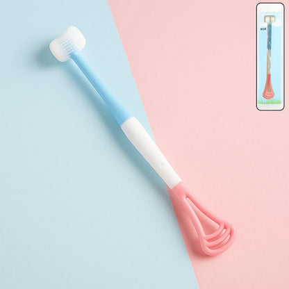 2-in-1 Baby Tongue Cleaner And Oral Massager Stick With Soft Silicone Brush Head - Zidbik