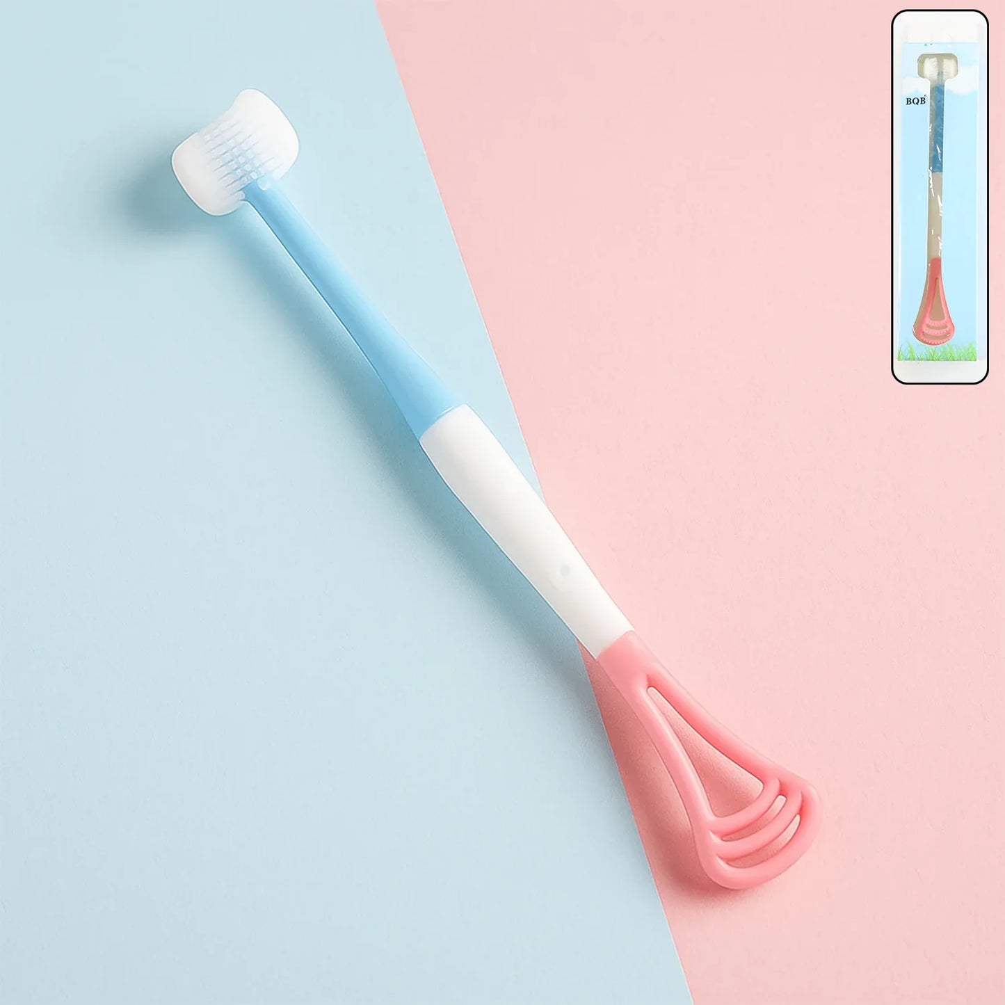 2-in-1 Baby Tongue Cleaner And Oral Massager Stick With Soft Silicone Brush Head - Zidbik