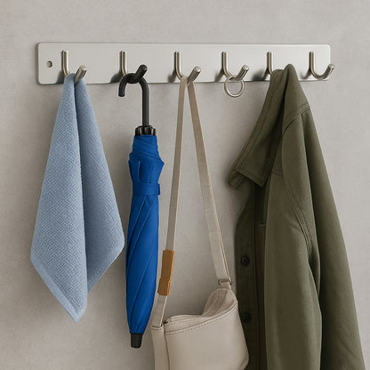 Stainless Steel Wall Mounted Coat 6 Hook Rack (32x3  1pc) - Zidbik