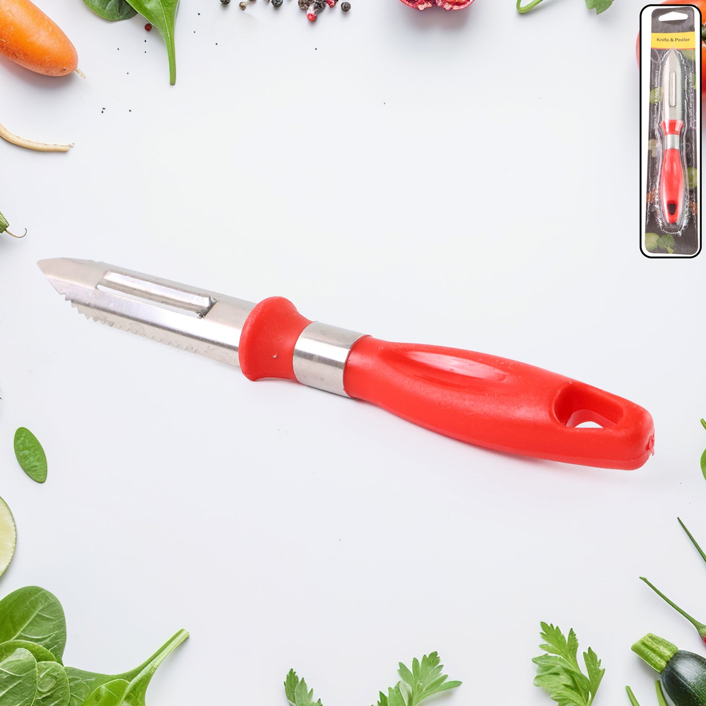 Multipurpose 2-in-1 Stainless Steel Knife  Peeler (1 Pc) - Zidbik