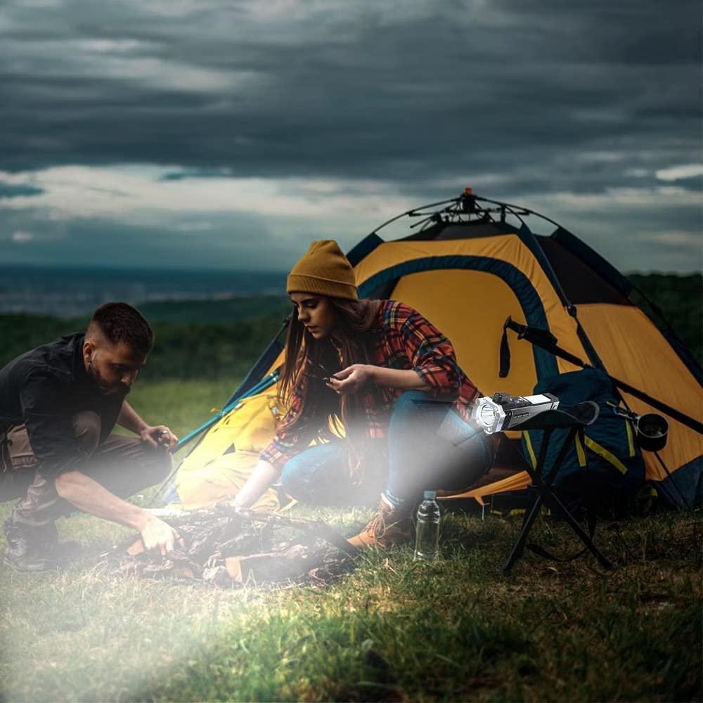 1524 Portable 3w Rechargeable Torch Led Flashlight Long Distance Beam Range Hammer And Strong Magnets Window Glass And Seat Belt Cutter 4 Modes For Car Camping Hiking Indoor Outdoor - Zidbik