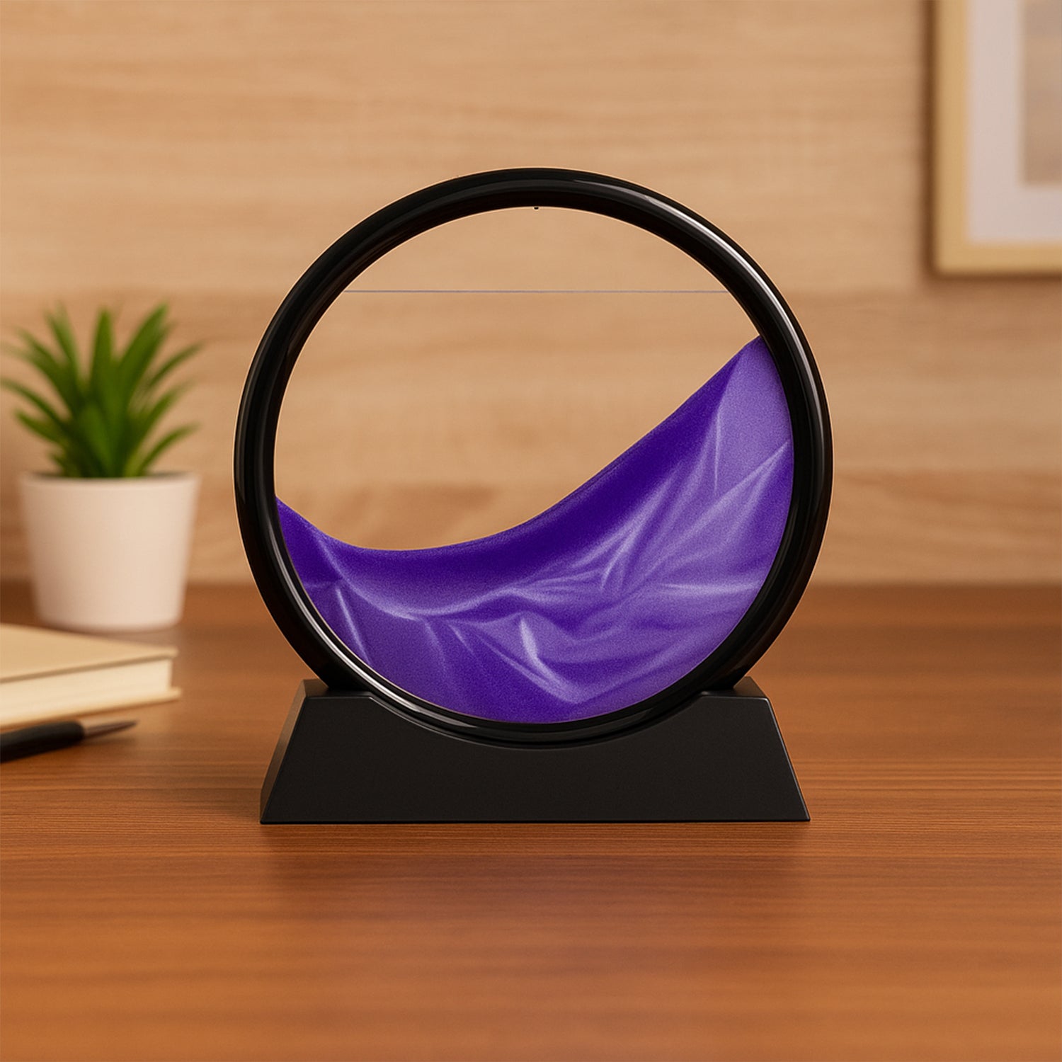 8781 Moving Sand Art Picture Decor 3d Deep Sea Sandscape Liquid Motion Round Glass Frame Display Flowing Sand Relaxing Gift For Kids Adults Painting Artistic Sandscape For Home Office Ornament Desktop Art Bookshelves Decoration (1 Pc )