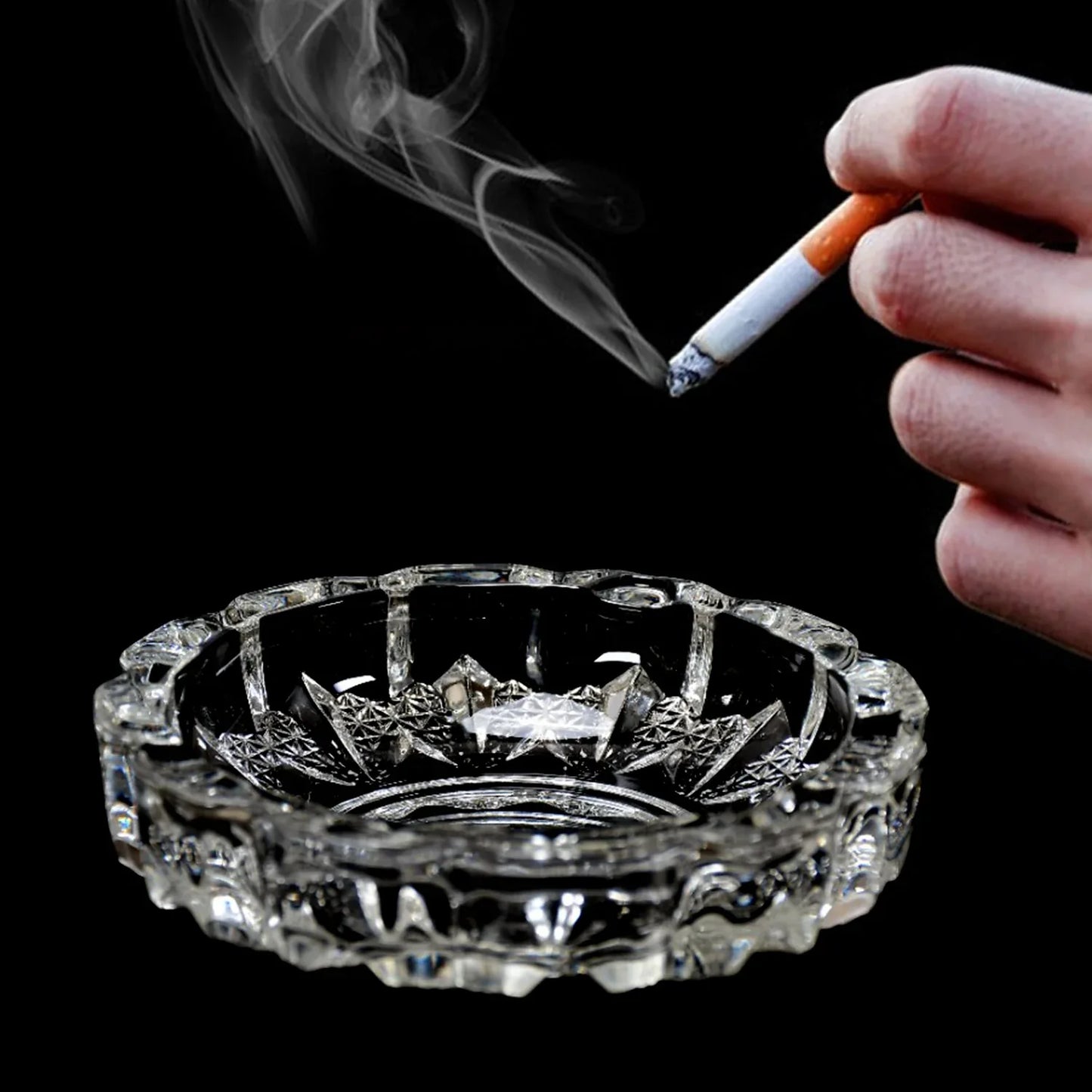 4066 Paricutin Glass Crystal Quality Cigar Cigarette Ashtray Round Tabletop For Home Office Indoor Outdoor Home Decor - Zidbik