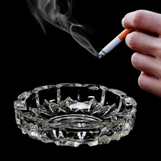 4066 Paricutin Glass Crystal Quality Cigar Cigarette Ashtray Round Tabletop For Home Office Indoor Outdoor Home Decor - Zidbik