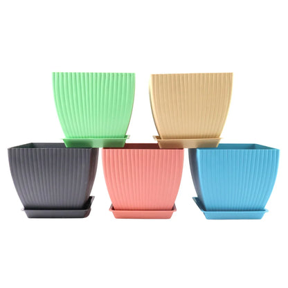 Trendy Square Plastic Flower Pots Set Of 5 - Zidbik