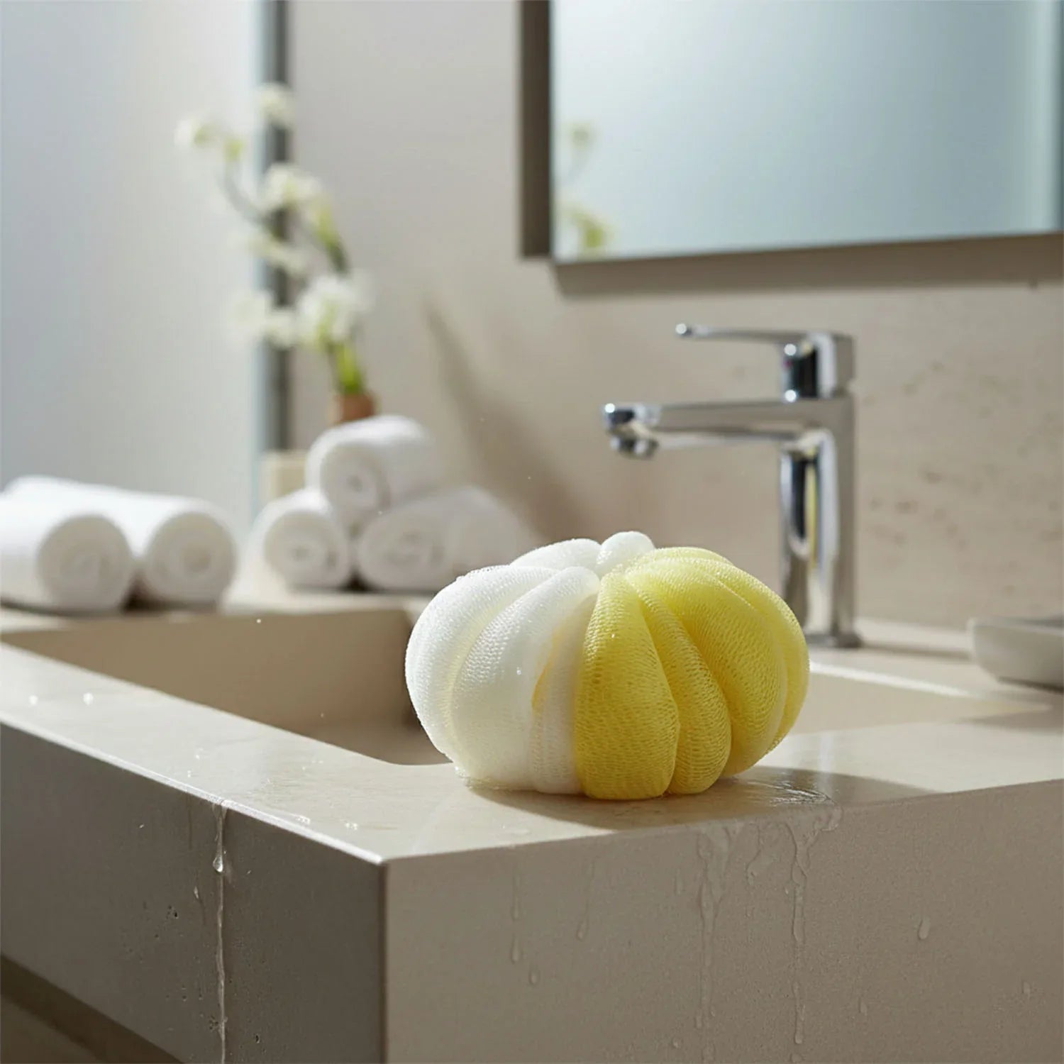 Dual Color Soft Mesh Bath Loofah Body Scrubber (1 Pc) - Zidbik