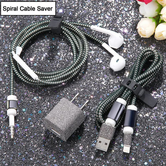 6011 Metallic Finish Cable Spiral Protectorwire Repairpet Cord Protectorheadphone Saver Cable Wrapcover For Mac Charging Cable - Zidbik