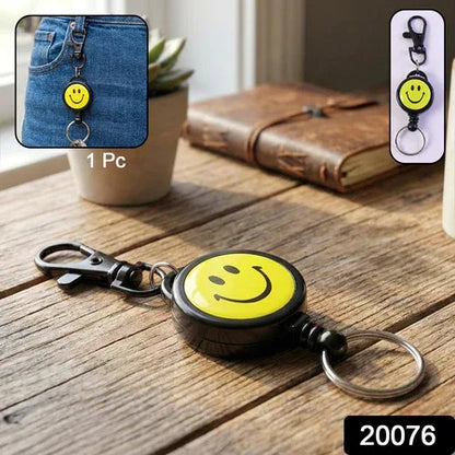 Smiley Face Retractable Keychain (1 Pc) - Zidbik
