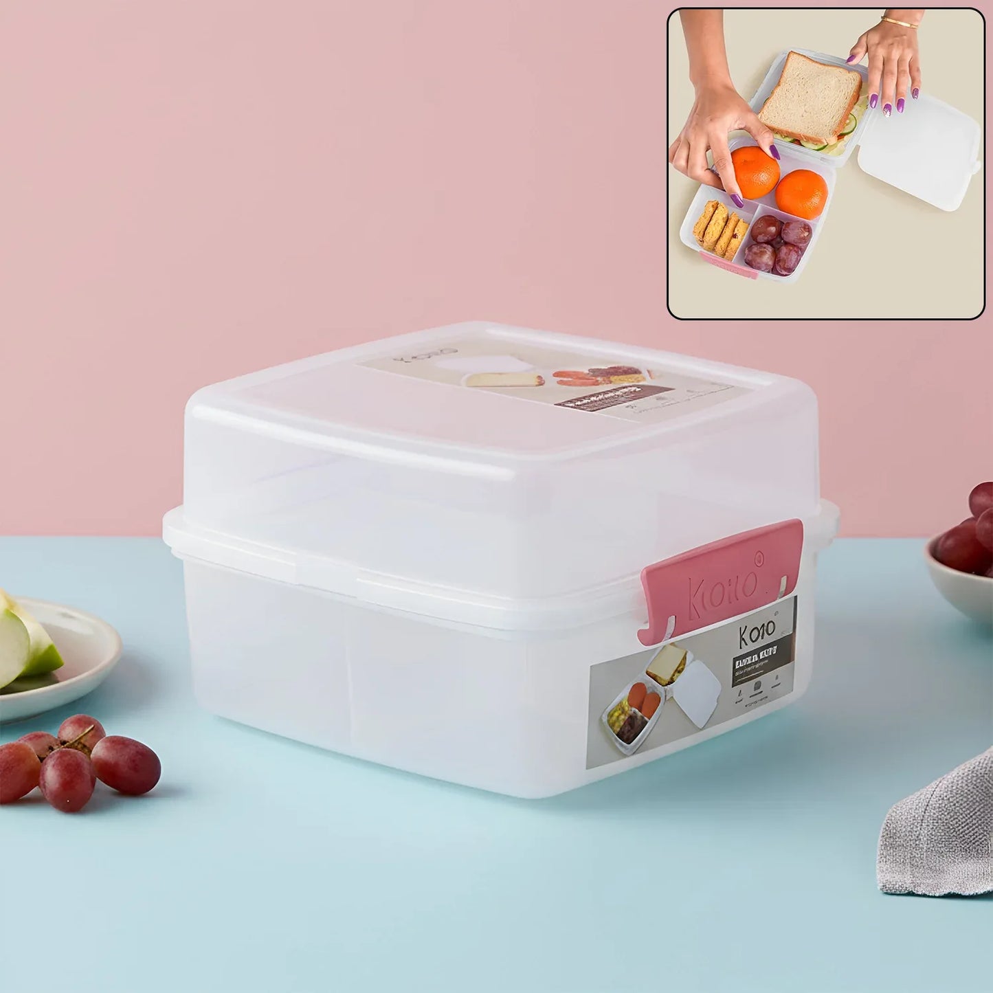 1 Large And 3 Small -compartment 1400 Ml Multipurpose Lunch Box (1400 Ml 1 Pc) - Zidbik