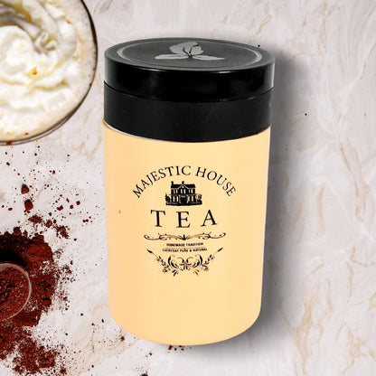 5640 Accurate Seal Tea Sugar Coffee Container Plastic Damru Shaped Tea Coffee Sugar Canisters Jar New Airtight Food Seal Containers For Salt Dry Fruit Grocery 2 Section (800 Ml Approx) - Zidbik