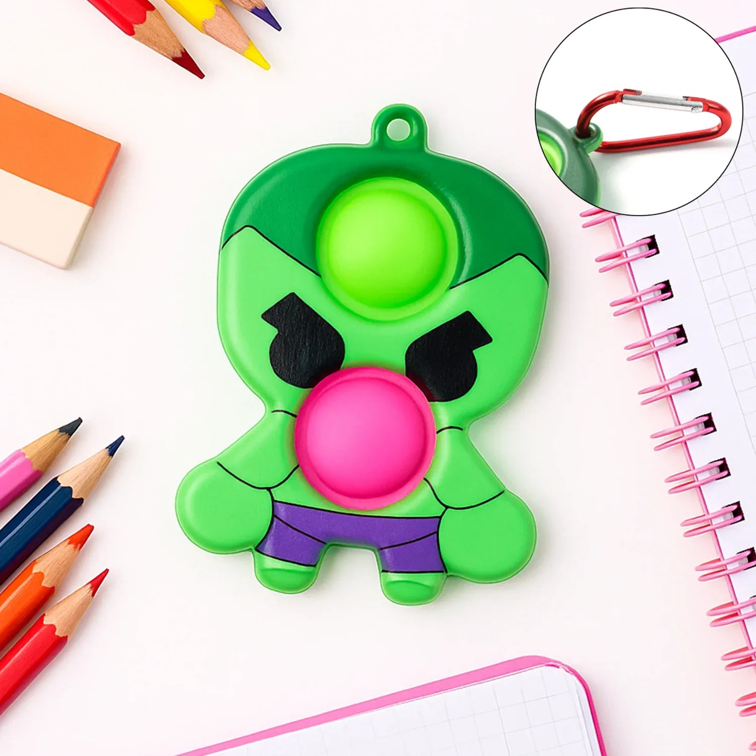 Silicone Pop It Fidget Toy With Keychain Clip (1 Pc) - Zidbik