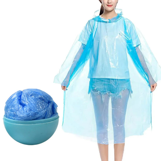 12742 Disposable Raincoat For Kids With Hood And Attachable Round Case Clear Plastic Raincoats For Emergency Girls Boys Disposable Emergency Ball Raincoat For Traveling And Outdoor Activities (1 Pc Multicolor) - Zidbik