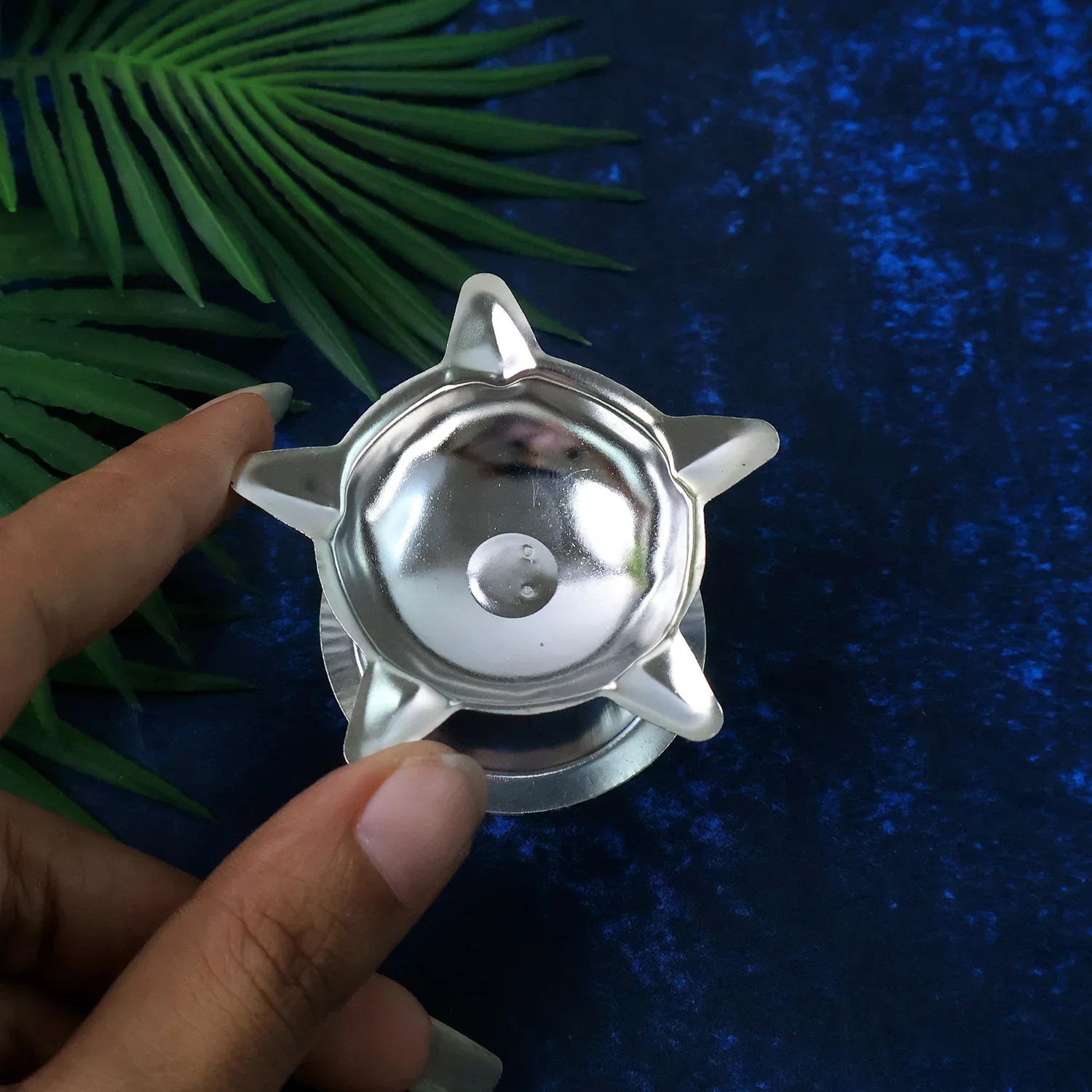 Stainless Steel Lotus Design Diya (1 Pc) - Zidbik