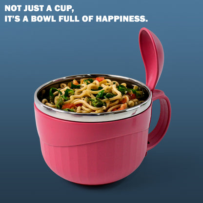 Apex Premium 700 Ml Multipurpose Noodle Bowl With Handle Lid And Fork - Zidbik