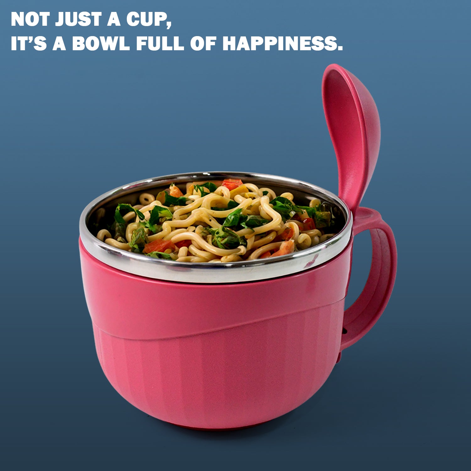 Apex Premium 700 Ml Multipurpose Noodle Bowl With Handle Lid And Fork - Zidbik