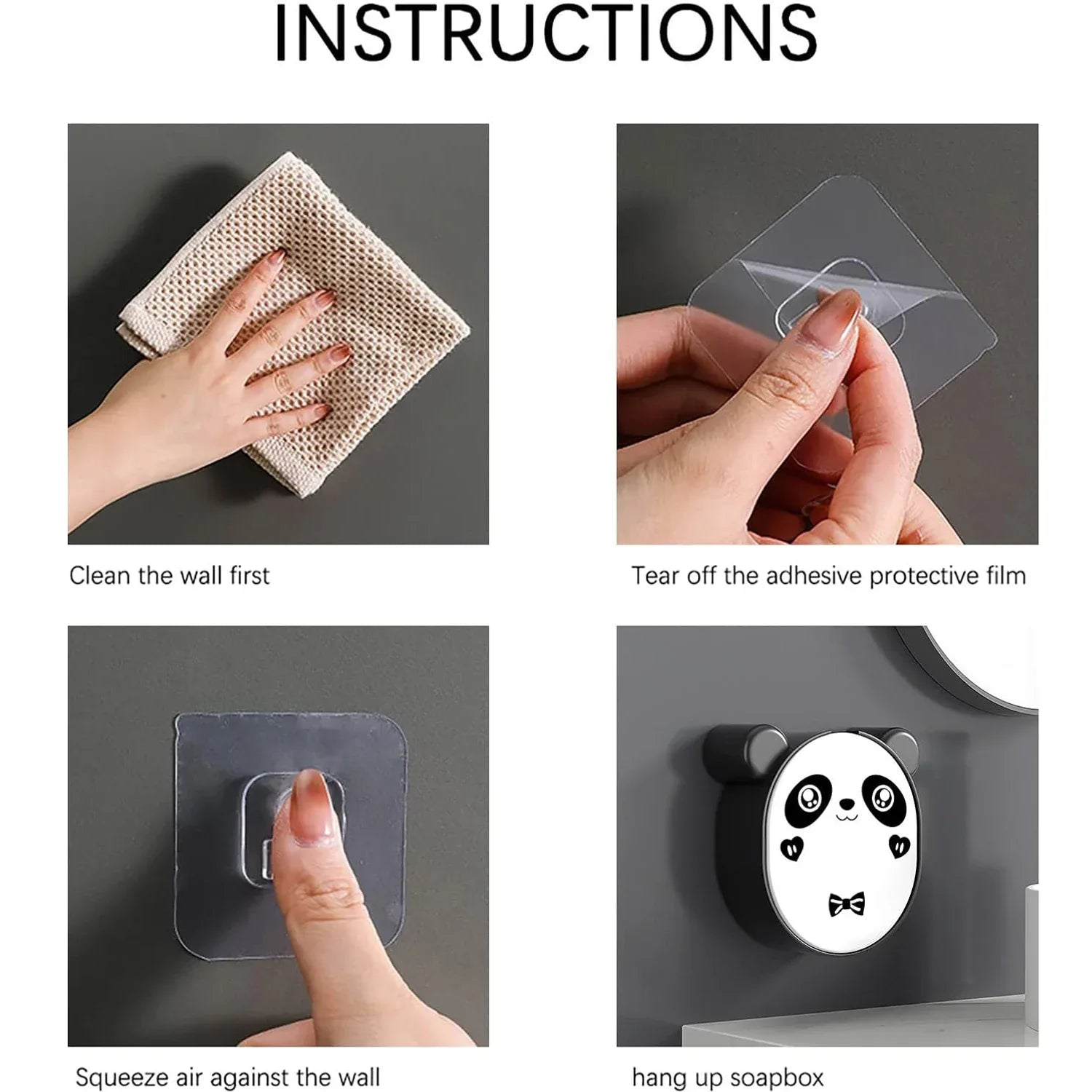Plastic Cute Panda Soap Box Wall Mounted Flip-top Drain Soap Case (1 Pc) - Zidbik