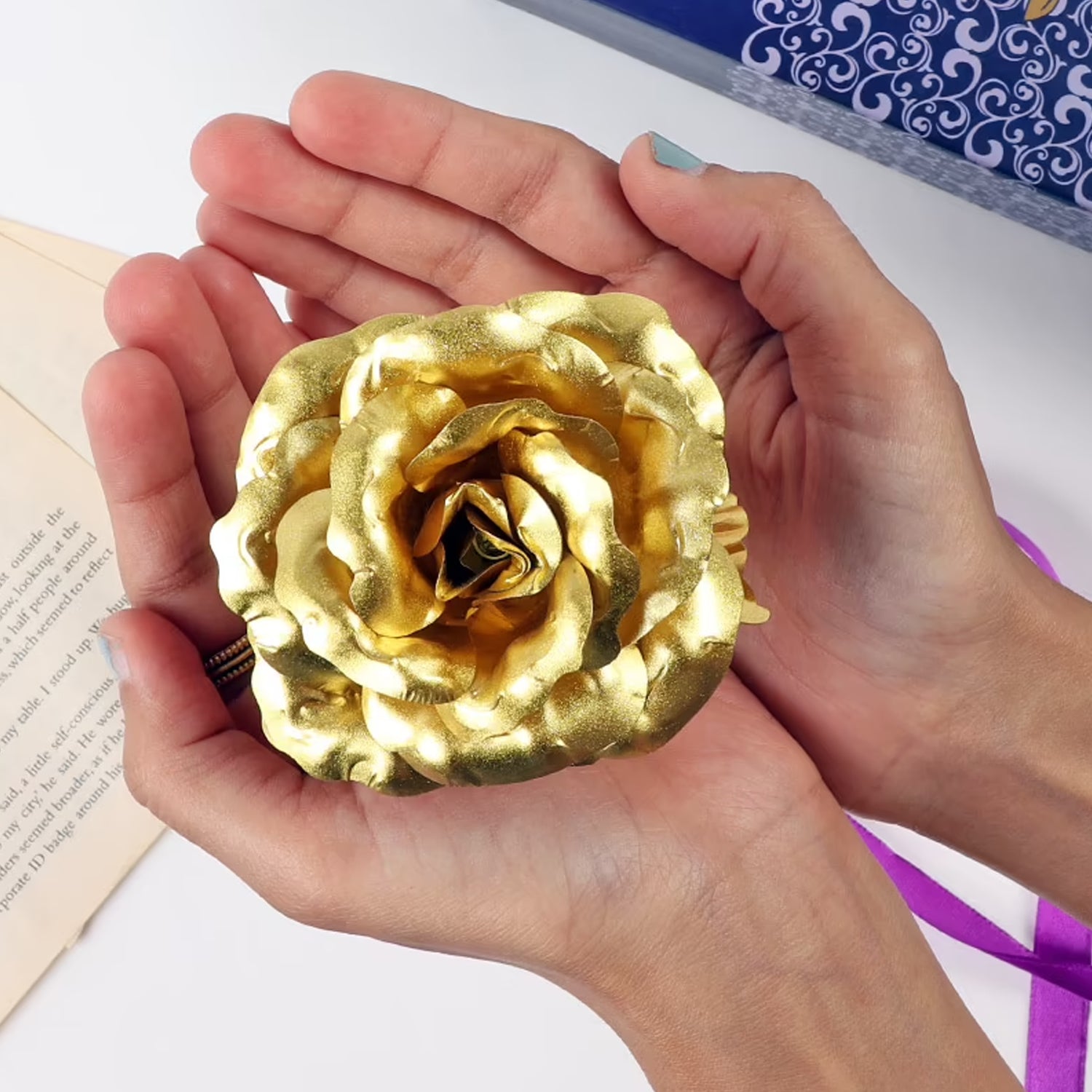 0606 Luxury Decorative Gold Plated Artificial Golden Rose With Premium Box - Zidbik