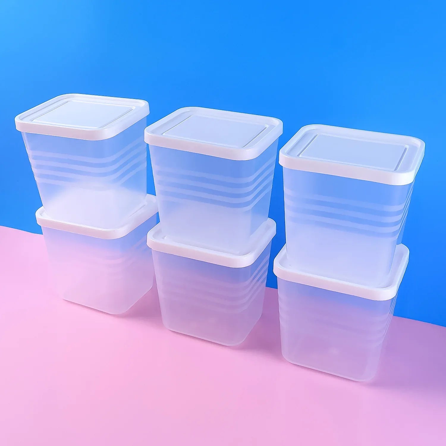 Transparent Square Plastic Food Storage Container Set (6 Pc) - Zidbik