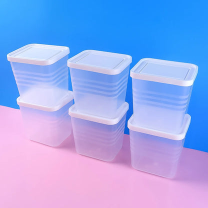 Transparent Square Plastic Food Storage Container Set (6 Pc) - Zidbik