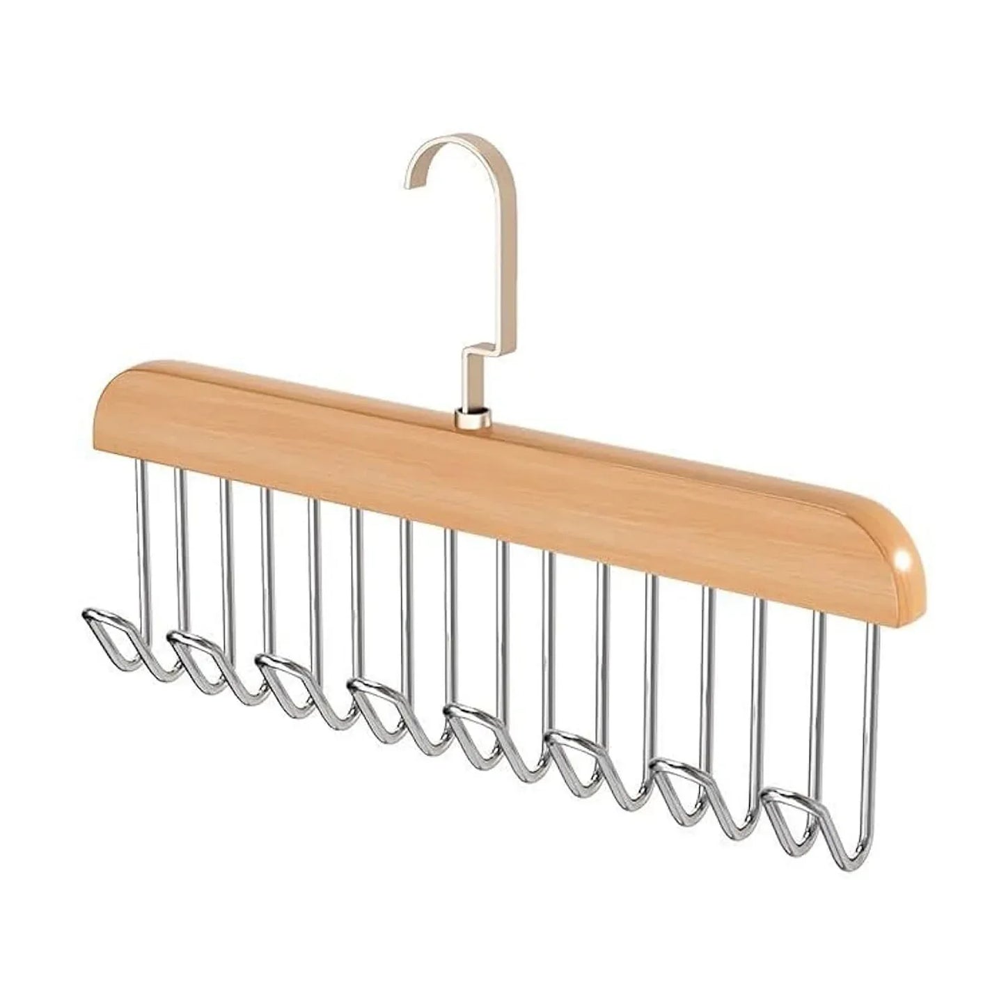 Space Saving 8 Hooks Wooden Hangers (Hanging Hook Included 1 Pc) - Zidbik