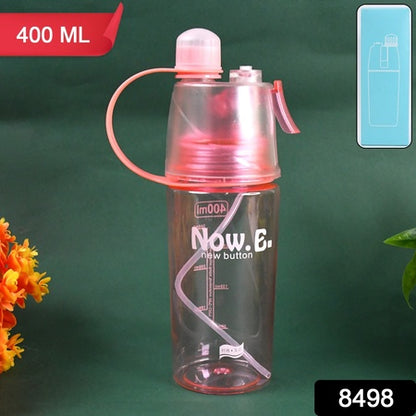 Plastic 2 In 1 Mist Spray Water Bottle (Multicolor  400 Ml  1 Pc) - Zidbik