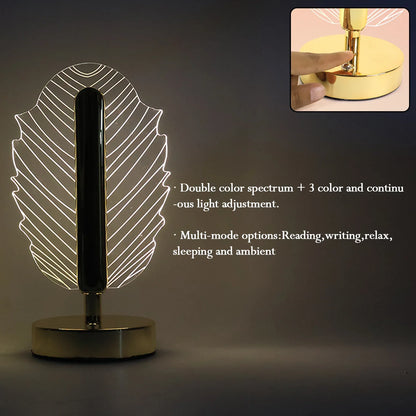 Premium Leaf Shape Crystal Table Lamp (1 Pc) - Zidbik