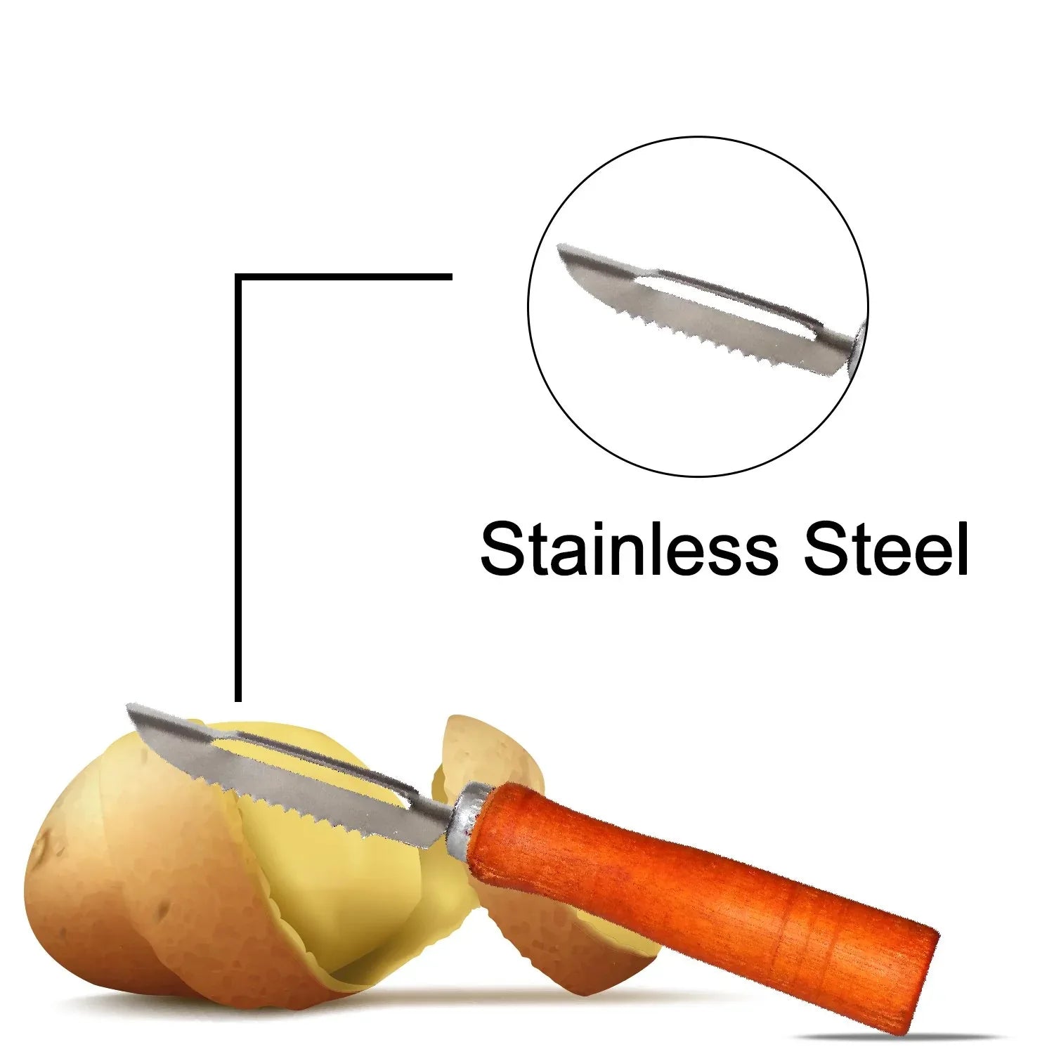 2455 Wooden Handle And Stainless Steel Vegetable Peeler - Zidbik