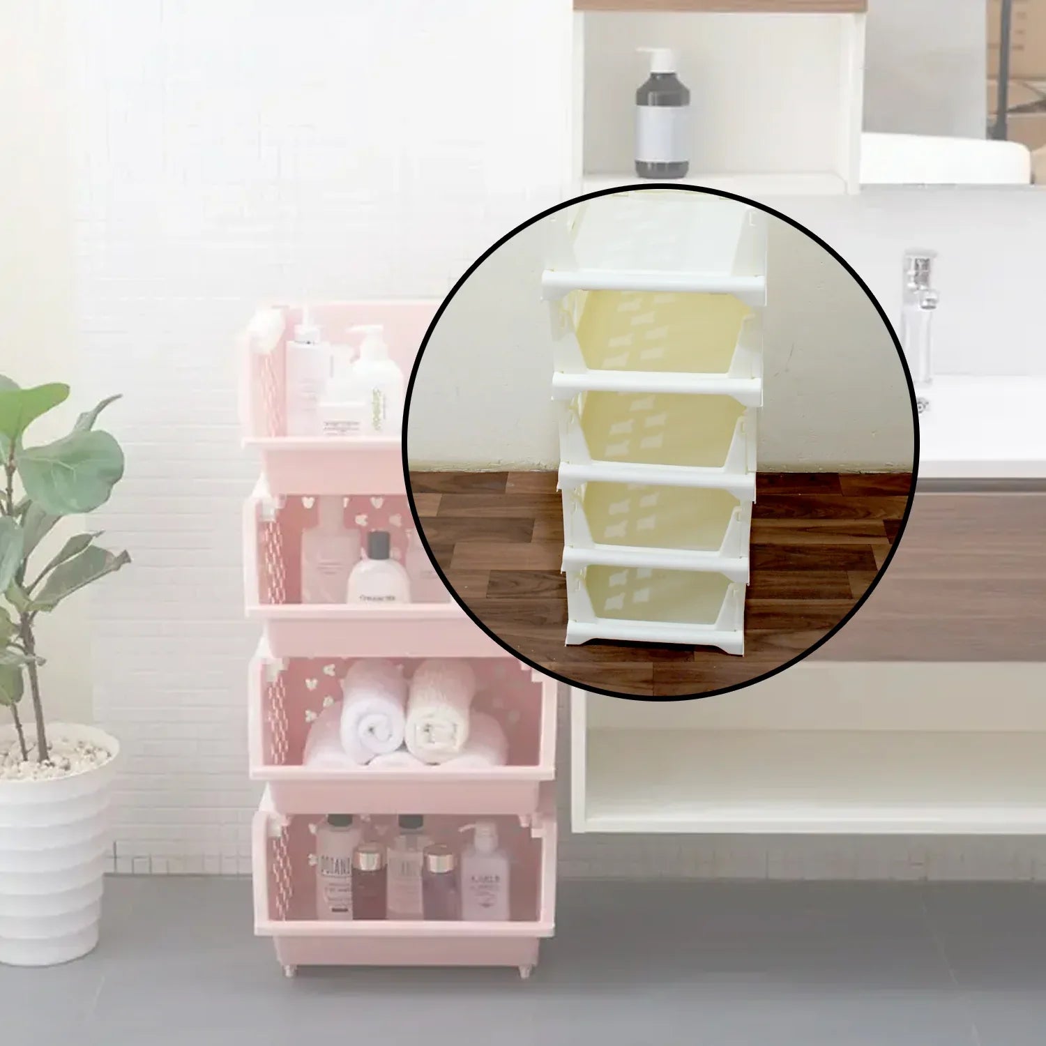 7888 5 Layer Stackable Multifunctional Storagefor Clothes Foldable Drawer Shelf Basket Utility Cart Rack Storage Organizer Cart For Kitchen Pantry Closet Bedroom Bathroom Laundry (5 Layer 1 Pc) - Zidbik