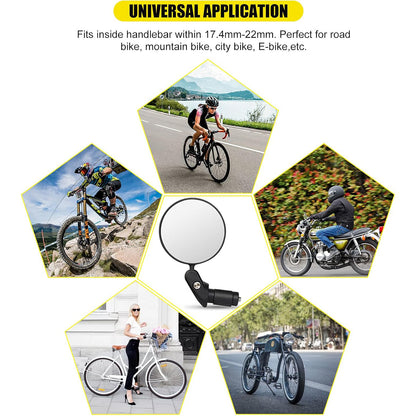 8505 Bar End Bike Mirror Safe Rearview Mirror 360 Rotatable  Foldable Safety Bicycle Rear View Mirror Mirror Durable Bike Mirror (1 Pc) - Zidbik