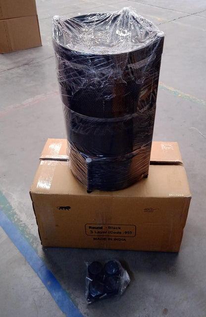 Metal Round High Quality Kitchen Trolley With Wheels (3 Layer  1 Pc) - Zidbik