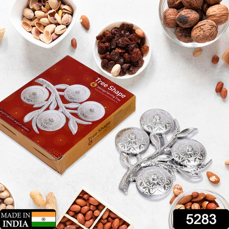 5283 Tree Shape 4 Compartment Mukhwas Dani Serving Tray For Home  Kitchen Use - Zidbik