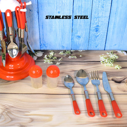 Luxury Cutlery Set For Dining Table Stainless Steel 26-piece Set With Stand (1 Set - Zidbik