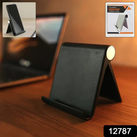 Plastic Foldable Desktop Mobile Stand (1 Pc Black) - Zidbik