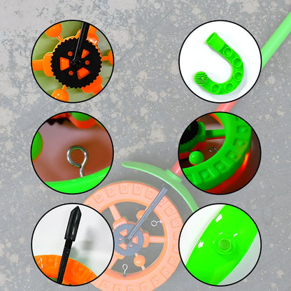 4435 Plastic Single Wheel Push Run Toy With Handle And Two Lights On Wheel. Push Toy For Kids. - Zidbik