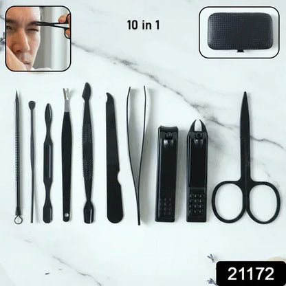 10 In 1 Professional Manicure Pedicure Grooming Kit - Zidbik