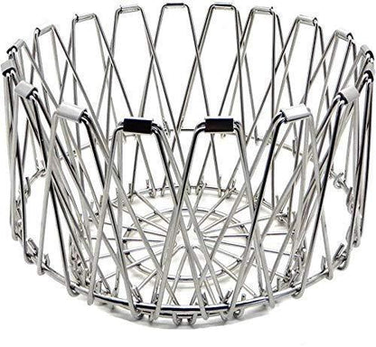 3040 Multipurpose Fruit Basket Stainless Steel Wire Bowl Foldable Basket For Vegetable  Fruits  Dining - Zidbik
