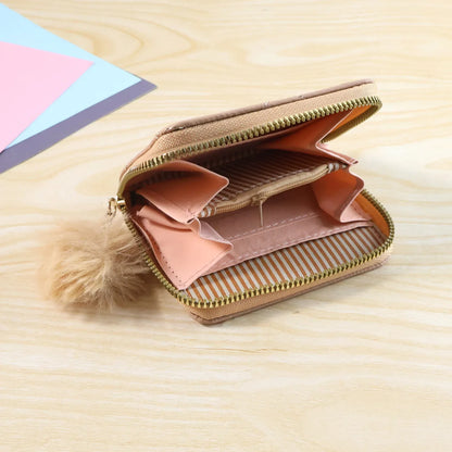 Stylish Kids Wallet With Soft Fur Zip Puller (1 Pc) - Zidbik