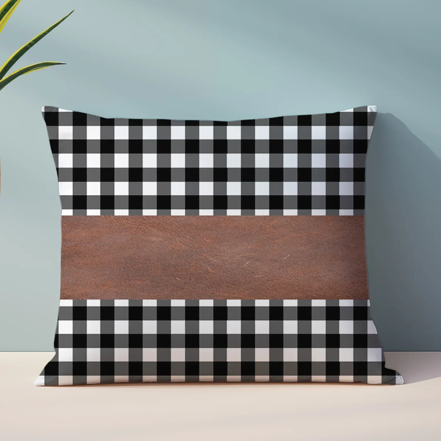 Pillow Covers Leather Cotton Cushion Covers (15 15 Inch 1 Pair 2 Pc) - Zidbik