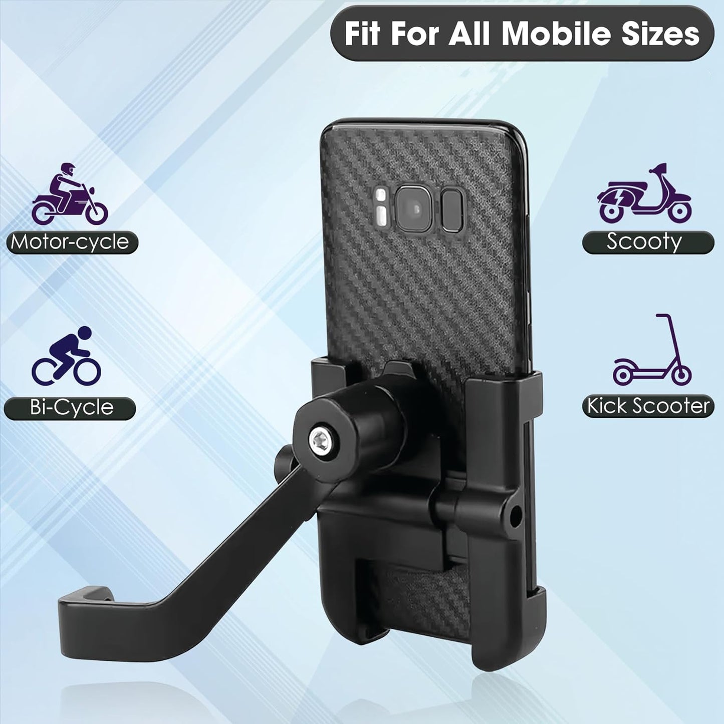 12674 Full Metal Body Bike  Scooty 360 Degree Rotating Mobile Holder Stand For Bicycle Motorcycle Scooty For Maps And Gps Navigation Fits All Smartphones (1 Pc) - Zidbik