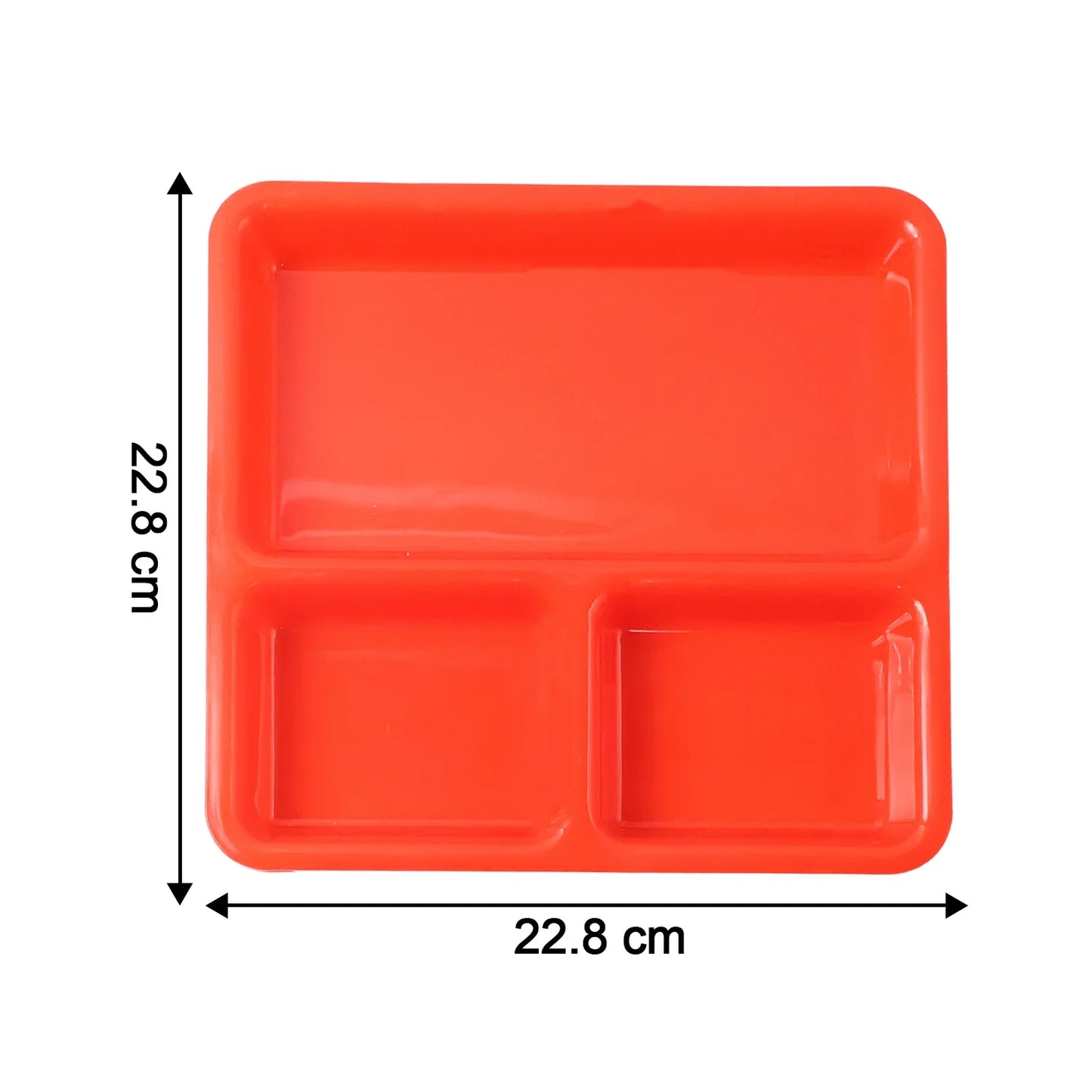Plastic 3-compartment Rectangular Meal Serving Tray Plates (1 Pc) - Zidbik