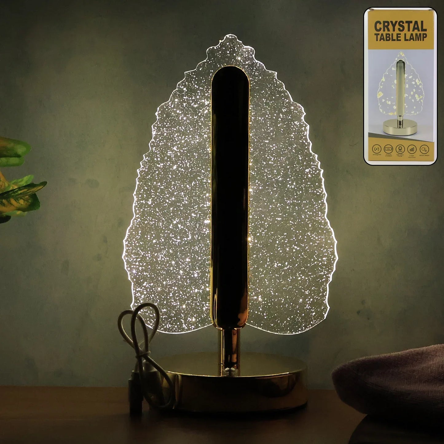 Premium Led Crystal Table Lamp With Usb Power - Zidbik